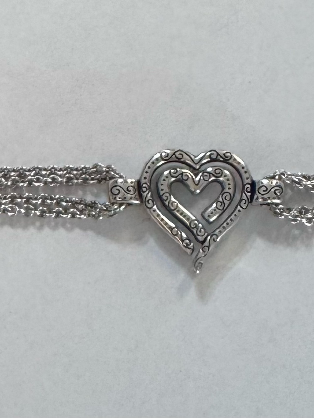 BRIGHTON Silver Heart Crystal Accent Women's Bracelet - Picture 3 of 5